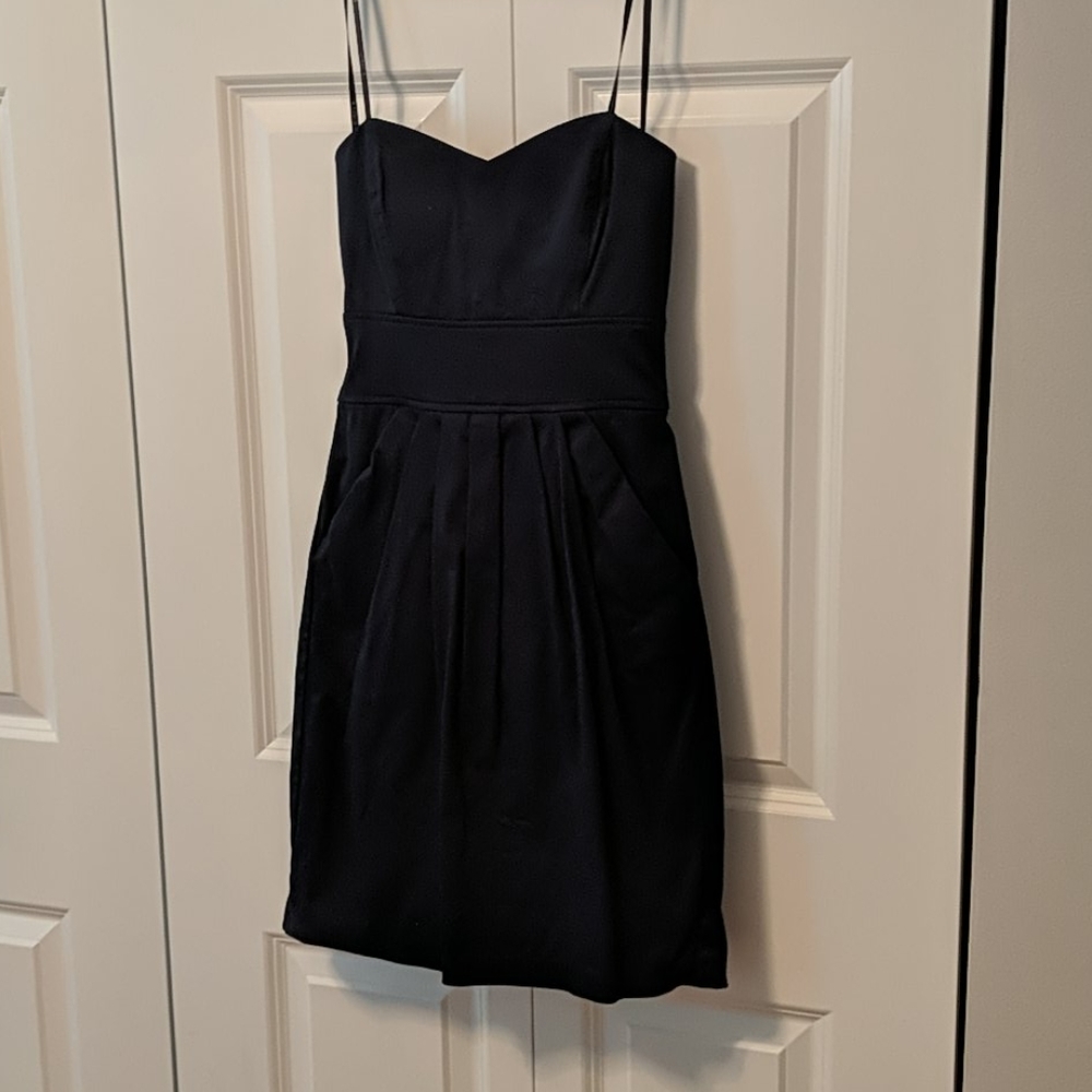 Navy blue strapless dress